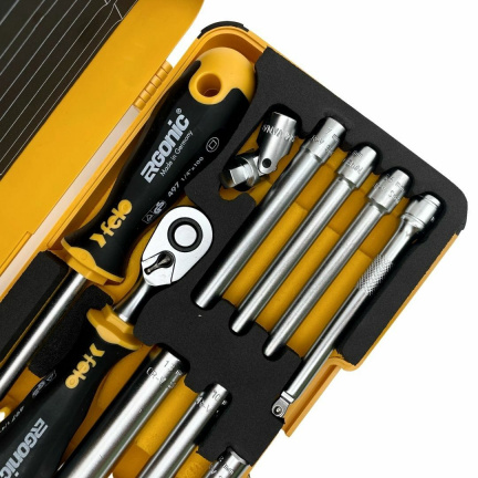 Felo Набор стержней M-TEC с трещоткой и отверткой 1/4" ERGONIC в кейсе, 10 шт 05781006