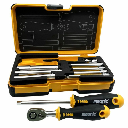 Felo Набор стержней M-TEC с трещоткой и отверткой 1/4" ERGONIC в кейсе, 10 шт 05781006