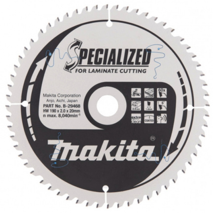 Диск пильный по ламинату Makita 190x20мм 60T (B-31572)