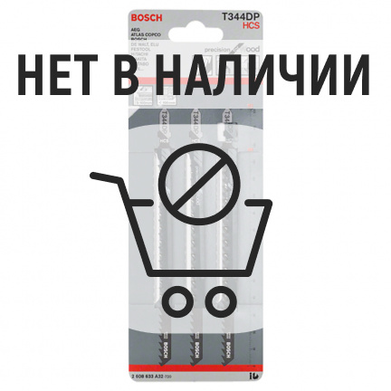 Набор пилок для лобзика по дереву Bosch T344DP HCS 152мм 3шт (A32)