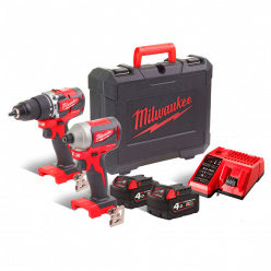 Набор инструментов Milwaukee M18 CBLPP2A-402C (Дрель M18 CBLPD + Винтоверт M18 CBLID)