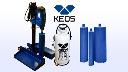 Керноотборник для алмазного бурения KEOS KB 200 (мотор KS-200 + прямой штатив KS-250S) для асфальта