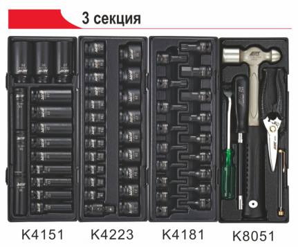 Тележка инструментальная JTC-3931 (7 секций) в комплекте с набором инструментов (344 предмета) JTC /1