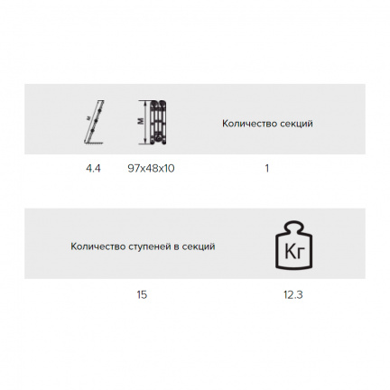 Лестница телескопическая Алюмет односекционная 15 ступеней (TLS 4.4)