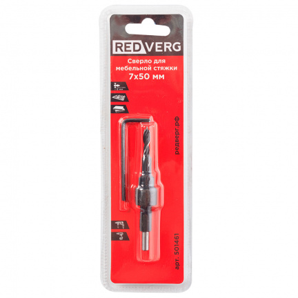 Сверло для мебельной стяжки REDVERG 7х50мм (501461)
