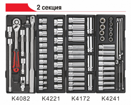 Тележка инструментальная JTC-3931 (7 секций) в комплекте с набором инструментов (344 предмета) JTC /1