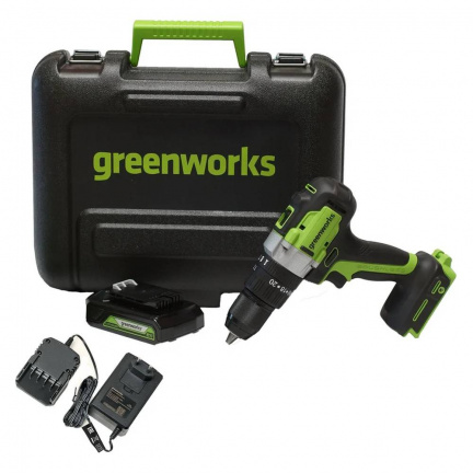 Аккумуляторная дрель-шуруповерт Greenworks GD24DD60K2 ударная