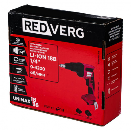 Аккумуляторная дрель-шуруповерт RedVerg RD-DS18BLC/U для гипсокартона (без акк, без з/у)